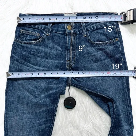 SOLD-Current/Elliott Distressed Medium Wash Cropped Slouchy Boyfriend Jeans - Picture 11 of 12